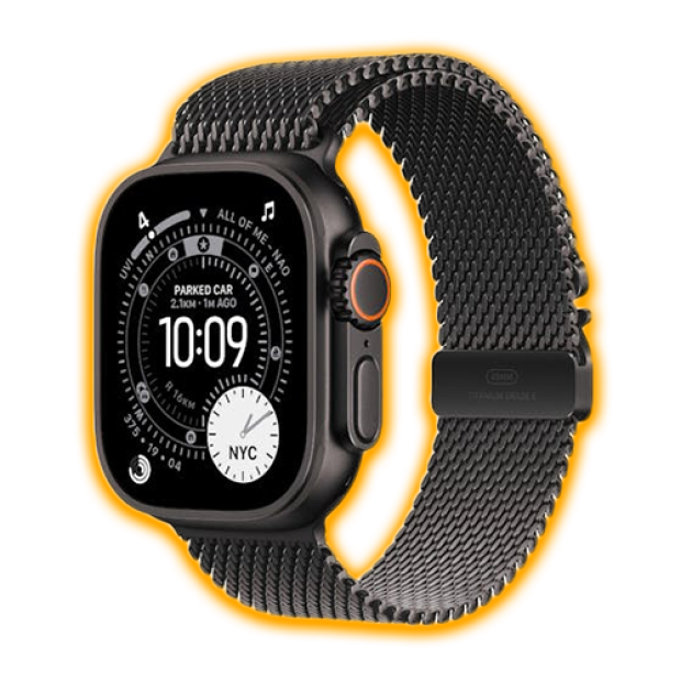 Apple Watch Ultra 3 GPS + Cellular 49mm Black Titanium Case with Black Titanium Milanese Loop - Medium