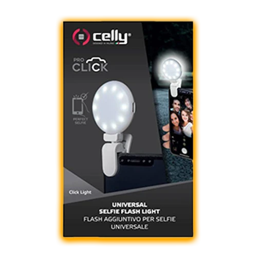 Celly Click Universal Phone Clip-On Selfie Light with 3 Tone - White