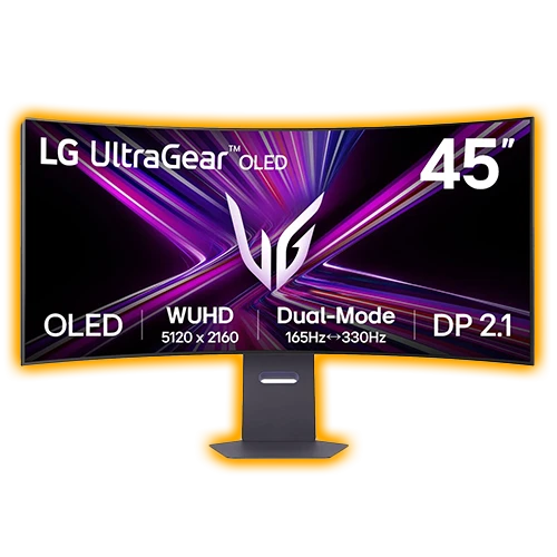 LG UltraGear OLED 45” 5K2K Dual Mode WUHD 165Hz Curved Gaming Monitor