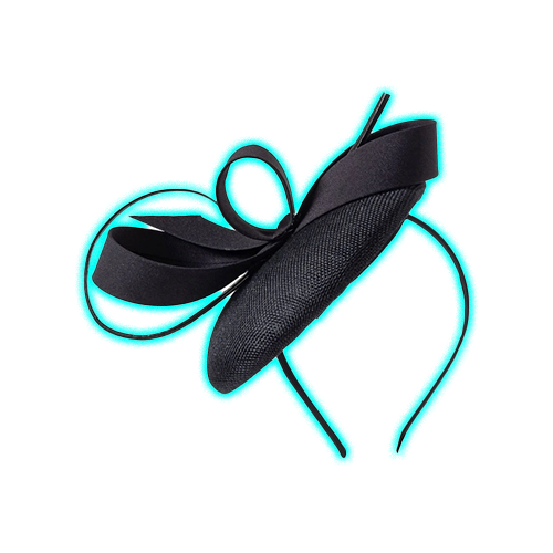 Pillbox With Loop Bow Fascinator in Black