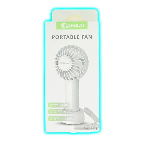 Sansai 6x14cm 3W Mini Portable Fan with Desk Stand (White)