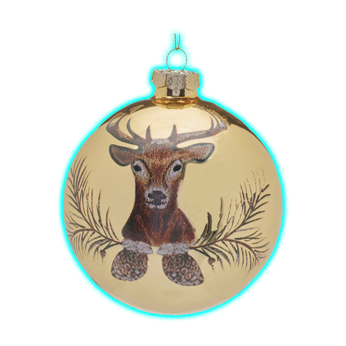 Woodland Reindeer Print Glass Baubles