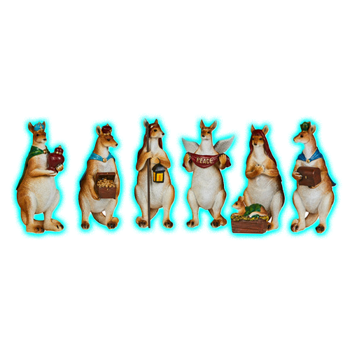 7 Piece Jasper Kangaroo Nativity Scene Ornament Set