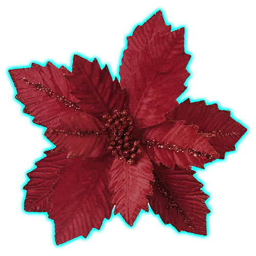 Red Poinsettia Christmas Tree Clips