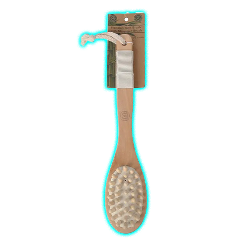 Natural Beauty Bamboo Bath Brush Massager With Handle