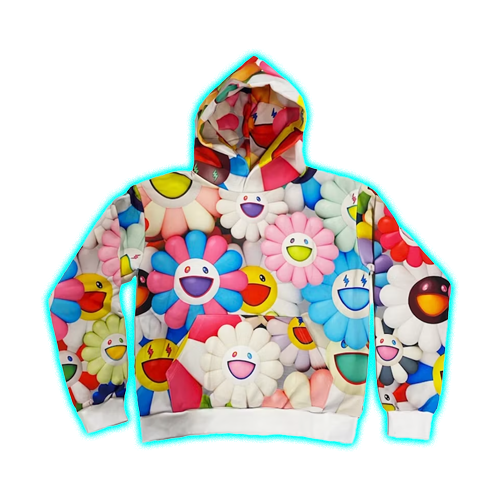 J Balvin x Takashi Murakami All Over Flowers Hoodie Multi