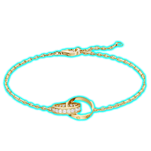 CATIER LOVE BRACELET, ON CHAIN, SEMI-PAVED