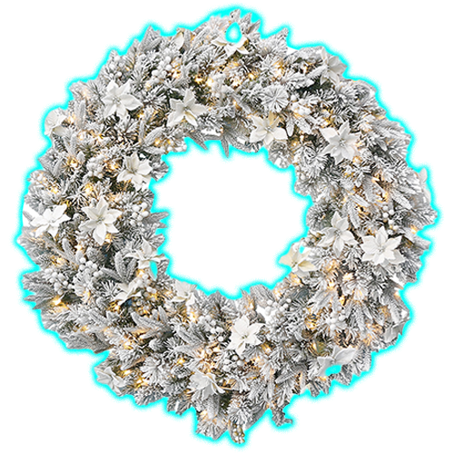Frosted Colonial LED Christmas Wreath