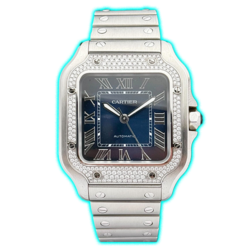 Catier Santos Medium Automatic Stainless Steel Blue Roman Dial