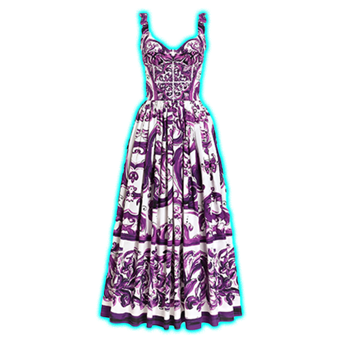 Dolce & Gabbana Long poplin dress with Majolica print