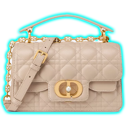 Small Dior Jolie Top Handle Bag Powder Beige Cannage Calfskin