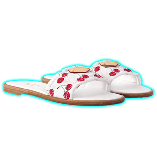 Louis Vuitton Cherry Lily Flat Mule x Takashi Murakami White