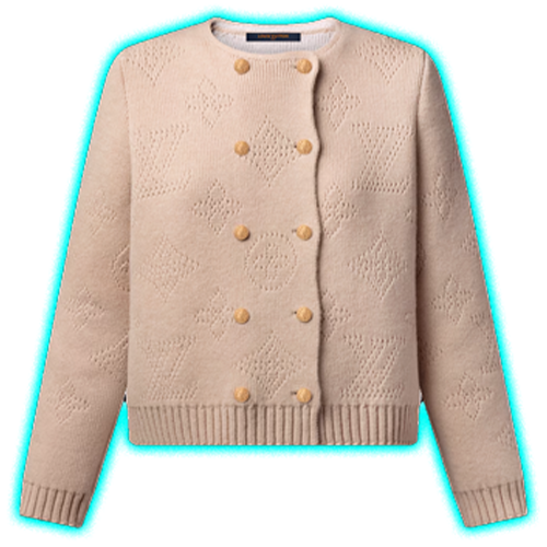 LV Double-Breasted Mahina Knit Cardigan