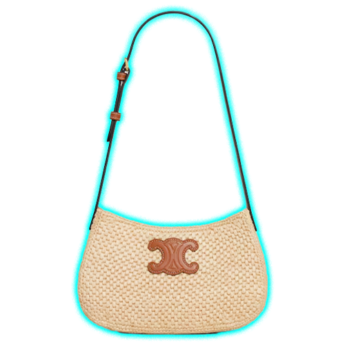 Celine Medium Tilly Bag In Rafia And Calfskin