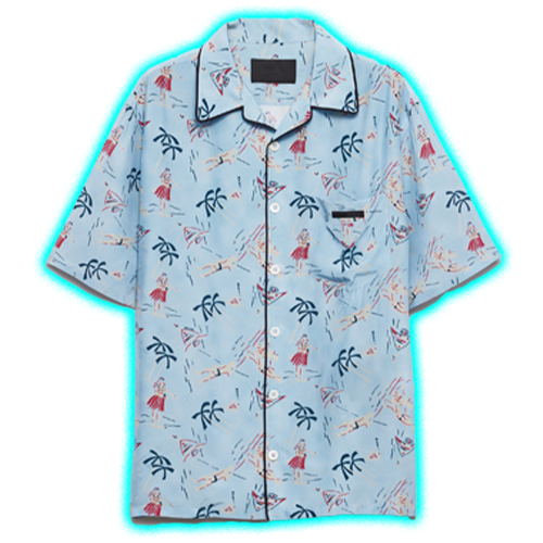Prada Printed Silk Blend Bowling Shirt