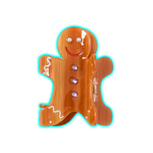 Brown Christmas Gingerbread Man Claw Hair Clip