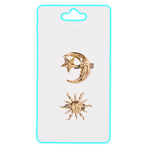 2 Pack Celestial Brooch - Gold Tone