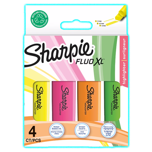 4 Pack Sharpie Fluoro XL Highlighters