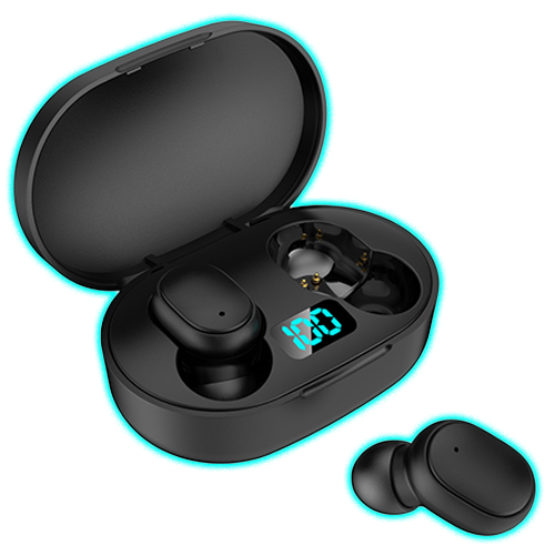 Laser True Wireless Earphones LED Display Black