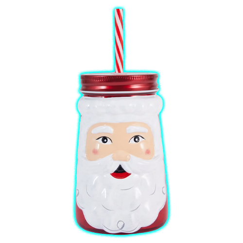 Santa Drink Jar & Straw