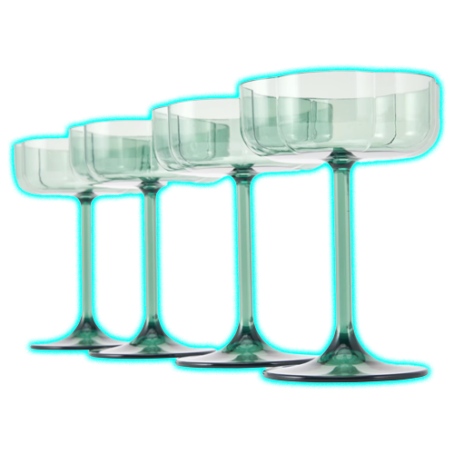 4 Green Acrylic Ripple Cocktail Glasses
