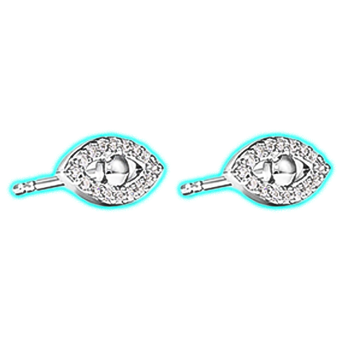 Evil Eye Stud Earrings with Cubic Zirconia in Sterling Silver