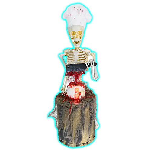 30cm Halloween Animated Skeleton Chef with Chopping, Lights and Sound
