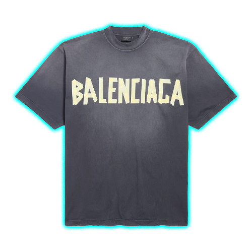 Balenciaga Tape Type T-shirt Medium Fit in Black Faded