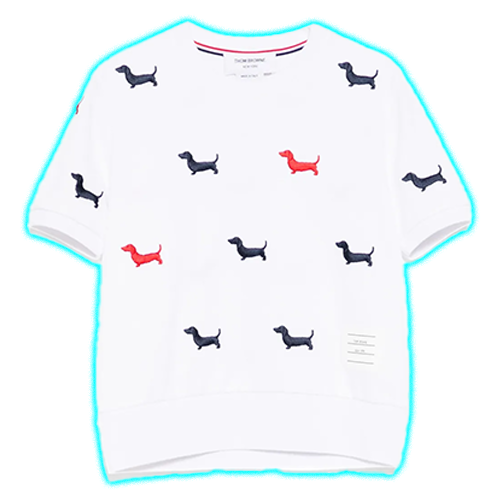 Thom Browne embroidered-hector dog logo T-shirt