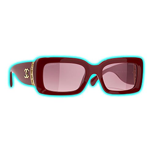 CHANEL Rectangle Bordeaux Pink Gradient Grey Sunglasses