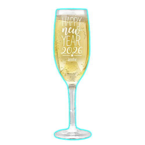 New Year Engraved Champagne Glass