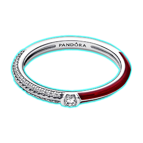 Pandora Pavé & Red Dual Ring