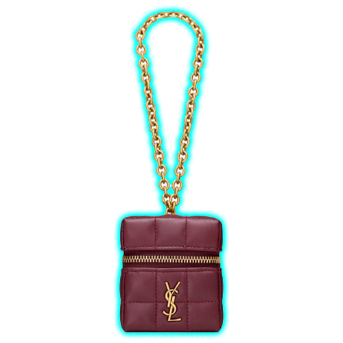 YSL CASSANDRE MATELASSÉ CARRÉ mini cube on chain in shiny leather