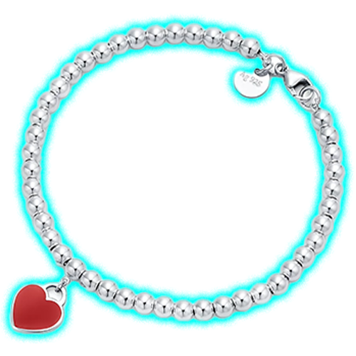 Tiffany & Co Red Heart Tag Bead Bracelet