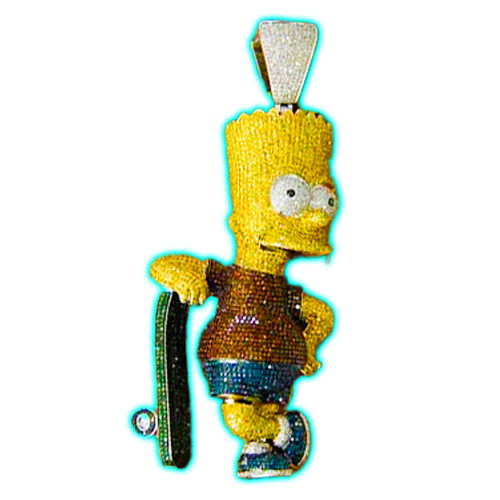 10k White Gold Diamond Flooded Bart Simpson Pendant