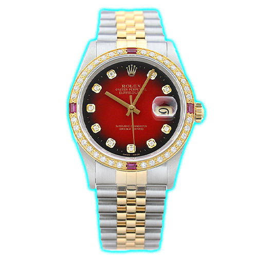 Rolex Datejust Red Vignette 18K Yellow Gold & SS Diamond Ruby Watch