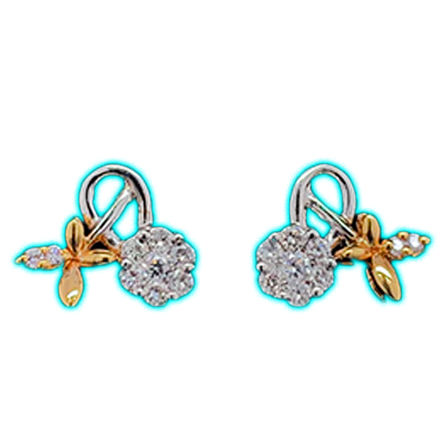 18k White Gold Floral Bouquet Diamond Earrings