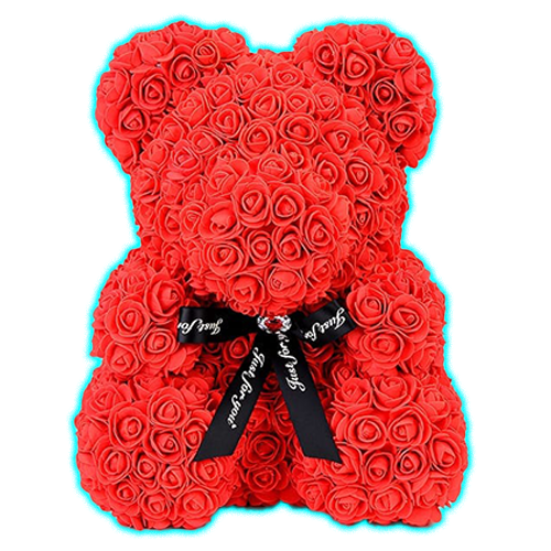 Gold Rose With Teddy Bear