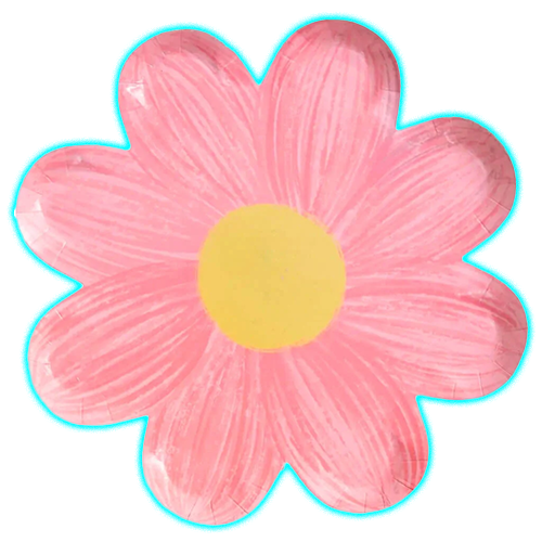 Brushed Baby Pink Daisy Paper Plates 17cm 10pk