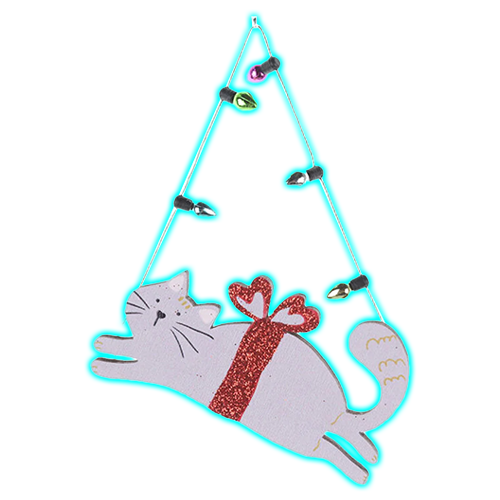 Urban Perfect Pets Christmas Cat with Lights Hanging Decoration 8cm Assorted