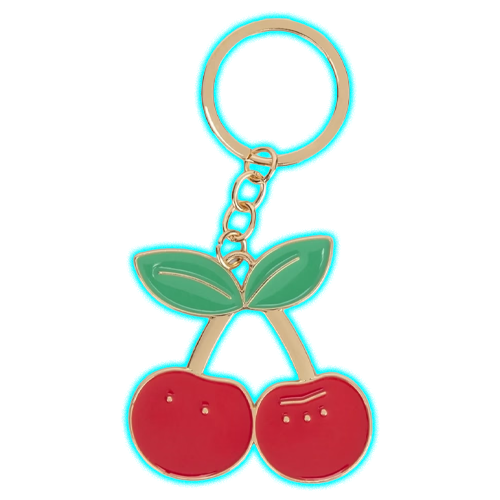 Cherry Keyring - Gold Tone and Red