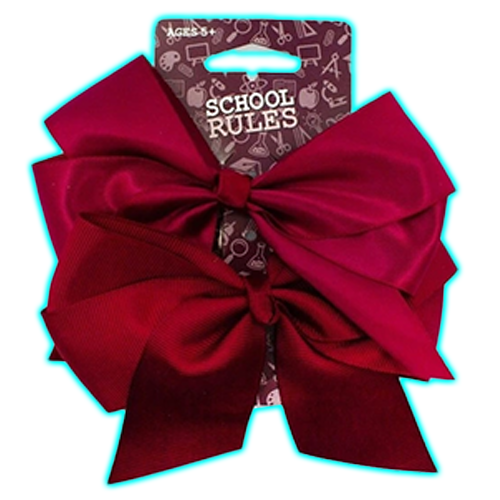 School Rules School Big Bow Hairclip 2 Pack in Maroon