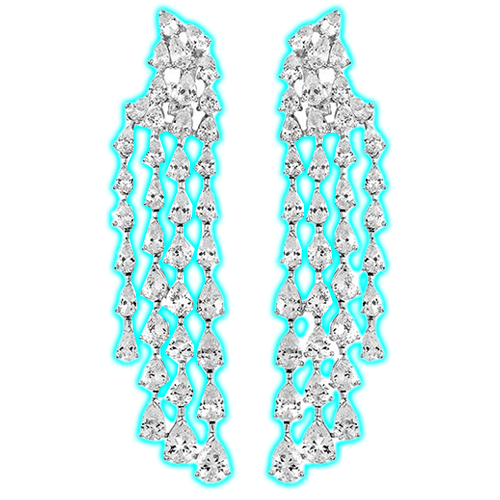 SALLY SKOUFIS Bridal Vivacious Grande Earrings with Diamonds in Silver