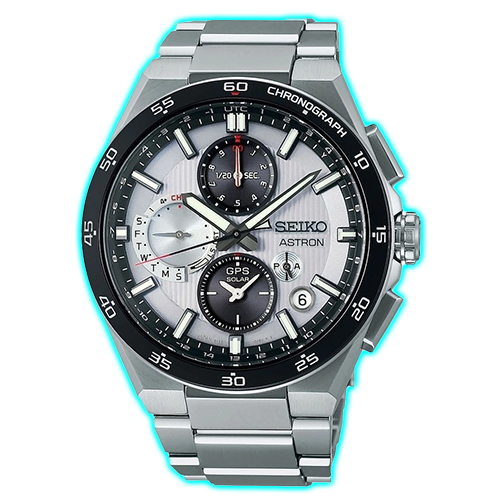 Seiko Astron Titanium Watch in Silver & White