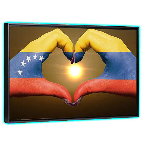 Hands Forming Heart with Venezuelan Flag Canvas Wall Art