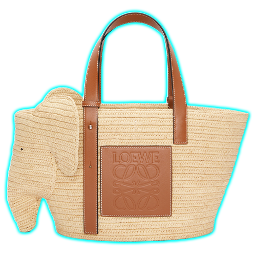 Loewe Elephant basket in raffia and calfskin