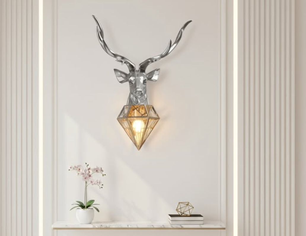 Vintage Retro Antler Wall Lamp – Nordic Deer Head Light Fixture for Living Room & Bedroom Decor