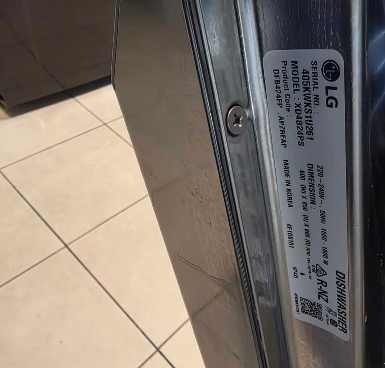 LG platinum steel truesteam dishwasher