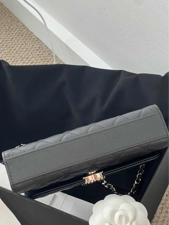 Chanel black clutch bag