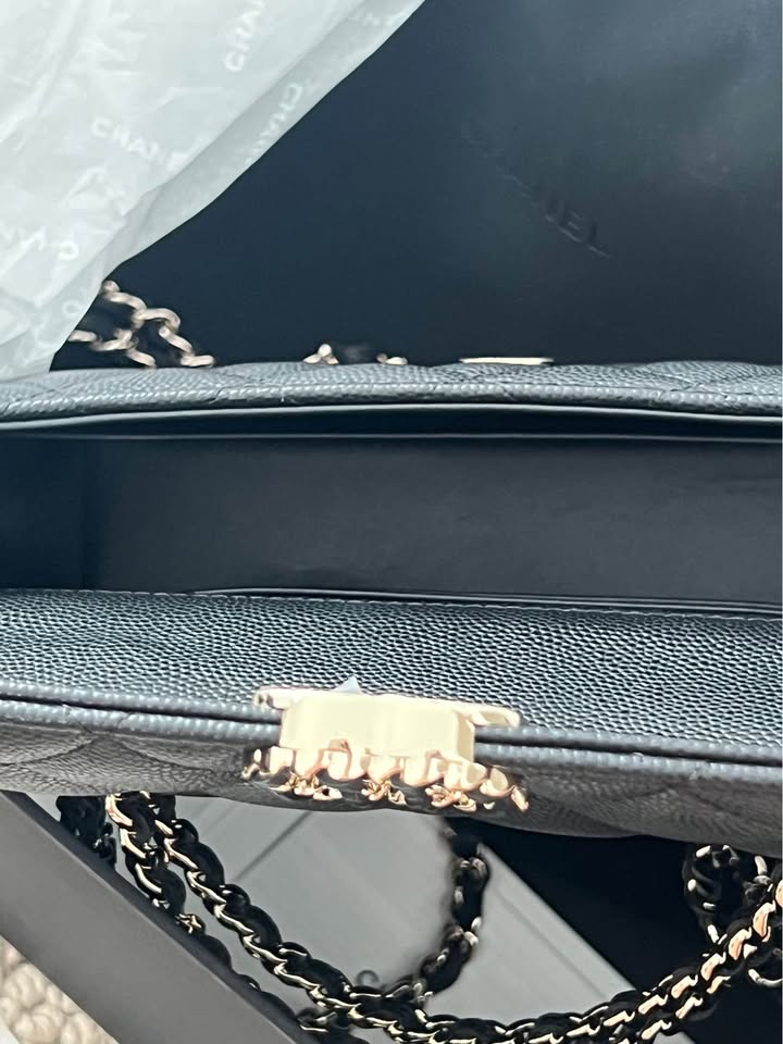 Chanel black clutch bag